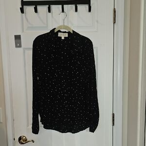 Cloth & Stone Black Top with Pink and White Accents